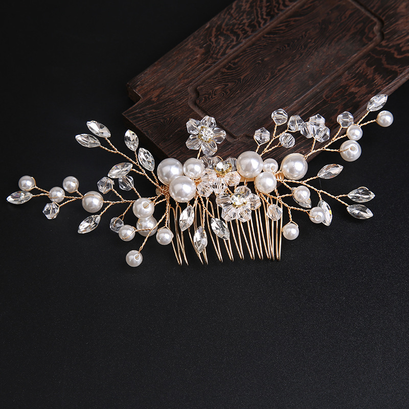 2022 New Pearl Hair Comb White Crystal Hair Accessory for Banquet Updo Bride Hairpin Wholesale Celebrity Style