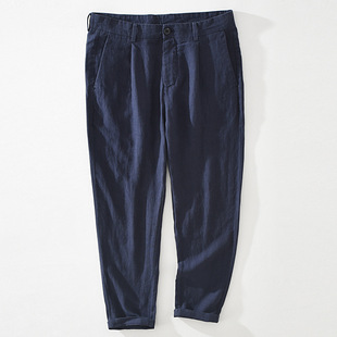 1602 Summer New Men's Casual Linen Ankle-length Pants Youth Loose Artistic Leg Pants Men's One Piece Hair