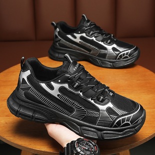 Spring Men's Shoes New Breathable Mesh Sports Shoes Men's Trendy All-match Thick-soled Non-slip Casual Running Dad Shoes