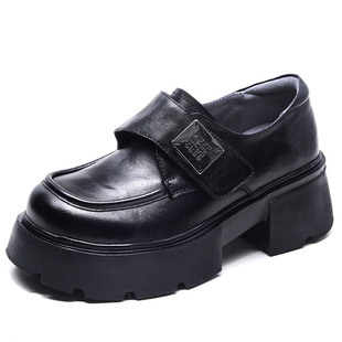 Cuique leather shoes Women's British Style 2024 spring new all-match thick bottom height increasing loafers genuine leather single shoes