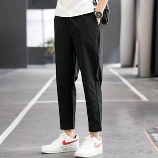 Straight Leg Pants Cropped Pants Autumn Men's Thin Black New Arrival Workwear Men's Casual Pants Fashionable Loose Cropped Pants Early Spring