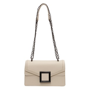 Original bag for women 2023 new high-grade square buckle chain bag fashionable simple contrast color shoulder messenger bag