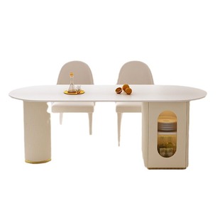 Cream Style Rock Board Island Table Table Integrated with Storage Cabinet Small Apartment Living Room Household Modern Simple High-end Dining Table