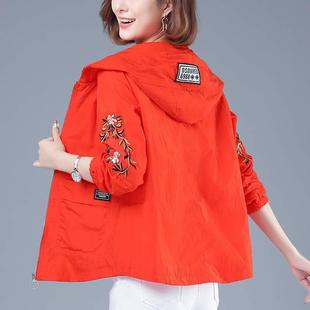 Women's Summer Embroidery Lightweight UV-resistant Mid-length Loose plus size Fashionable Mother's Hooded Sun-protective Clothing