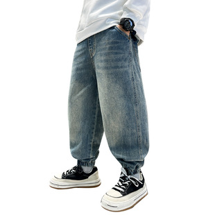 Children's Boys' Spring and Autumn Pants 2025 New Style Middle and Big Boys Casual Loose Spring Jeans Trendy Cool