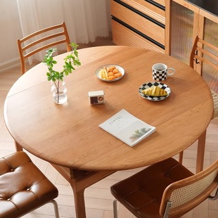 Nordic Cherry Wood эластичный обеденный стол из дерева для маленькой квартиры складной выдвижной круглый стол обеденный стол бытовой квадратный и круглый стол двойного назначения