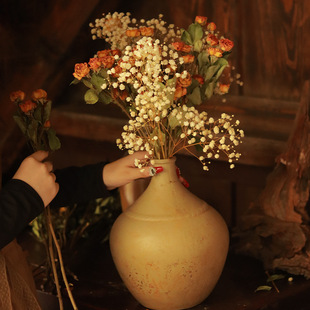 Dried flower bouquet multi-head rose air-dried real flower mini floret retro living room decoration natural home furnishings