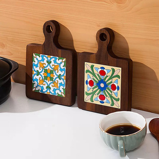 Walnut Tile Internet Celebrant Dining Mat Advanced Feeling Dining Table Mat 2024 New Anti-scalding Sand Pot Mat with Handle Dish Plate Mat