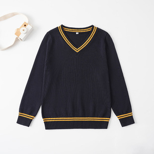 Children's Sweater 2025 New Spring and Autumn Korean Style Chicken Heart Collar Long Sleeve Knitted Shirt School Uniform Coat Cotton Sweater
