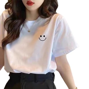 White Cotton Shoulder Short-sleeved T-shirt Women's 2023 Summer New Arrival Fashionable Round Neck Loose Slim-fit Top