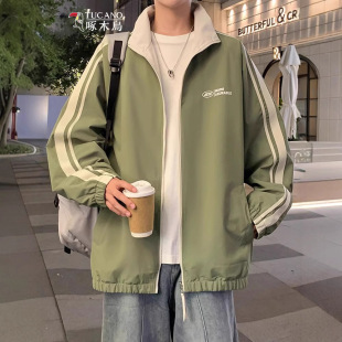 Woodpecker Men's Coat Spring and Autumn 2025 New Style Rush Clothes Students Casual Two-sided Vertical Collar Jacket Trendy