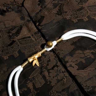 Наследие Cheongsam пряжки ручной работы из золотого бамбука с длинным хвостом косы из ткани пряжки Tang Hanfu Guофэн одежда аксессуары LS296