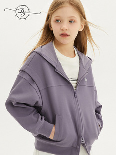 Women's Middle School Children's Sweatshirt Coat 2025 Spring Pure Cotton Hooded 7-14 Years Old Children's Student Daily Casual Coat
