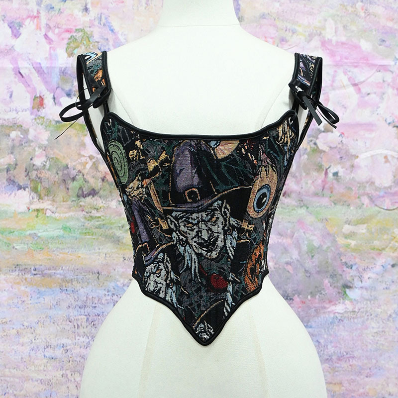3107 Comic Con Cosplay Fishbone Corset Tight Waist Vest Shivering Horror Theme Costume Halloween Outfit