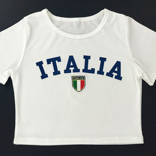 Cross-border Short Slim-fit Letter European and American Top Y2K Women's Summer T-shirt Navel Sexy Clothing Street