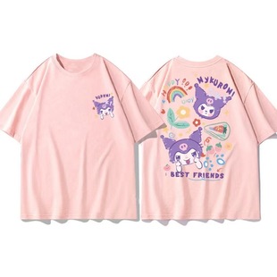 Cotton T-shirt Cross-border Southeast Asia 2025 Summer New Post Cartoon Kulomi Yugui Dog Short-sleeved Crewneck Top for Women