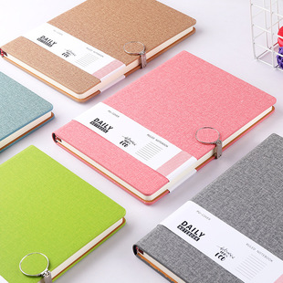 Small fresh high-grade linen round magnetic buckle business notebook printable logo gift set notepad