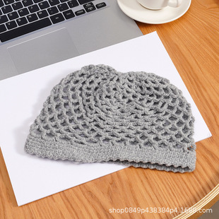 Korean-style Hollow Pattern Knitted Hat Women's Autumn and Winter Fashion All-match Atmosphere Wool Hat Handmade Crochet Toe Cold Hat