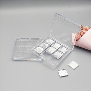 [Spot] Square Back Buckle Transparent Nine-square Eye Shadow Box Nine-color Lipstick Blush Sample Color Test Empty Box