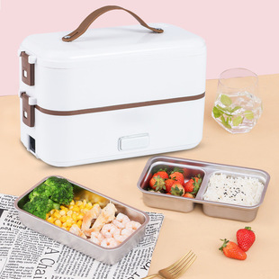 Gift electric heating lunch box stainless steel cooking plug-in electric insulation office worker portable heating lunch box