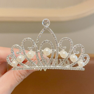 New Children's Pearl Crown Hair Buckle Girl's Ball Head Disc Hair Fixation Artifact Princess Headdress Little Girl's Hair Accessories