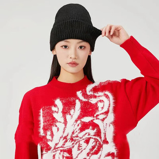 Handmade Crochet Wool Hat Ethnic Style Women's Autumn and Winter Tassel Warm Cold Hat Bohemian Style Ball Knitted Hat