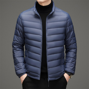 Pastoral Bird Lightweight Down Jacket Men's Short 2024 Autumn and Winter New Vertical Collar Men's White Duck Down Warm Jacket