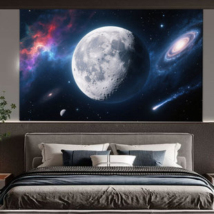 Earth Planet Background Cloth ins Hanging Cloth Oversized Tapestry Room Bedside Canvas Bedroom Wall Cloth Live Background Painting