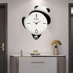 Factory wholesale panda eating bamboo wall clock guest restaurant bedroom room clock wall home modern decoration music creation