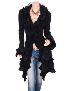 AliExpress Cardigan Sweater Women's Sweater 2025 New Single-breasted Lace Trumpet Sleeve Mid-length Coat