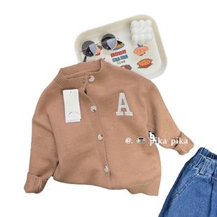 Children's Top 2024 Boys Spring New Letter Woolen Cardigan 22609 Children's Korean Children's Wear