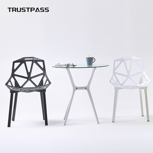 Simple Modern Plastic Chair Nordic Fashion Dining Chair Geometric Hollow Chair Outdoor Leisure Office Reception Negotiation Chair