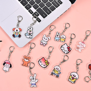 Acrylic Keychain Double-Sided Sandwich Wholesale Brand Cartoon Animation Peripheral Pendant School Bag Accessories Gifts
