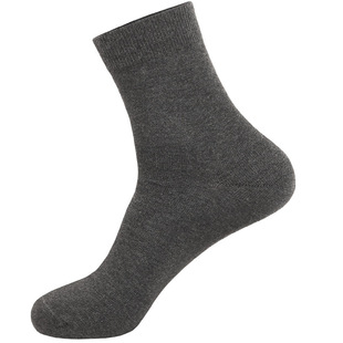 Cotton socks men's socks mid-calf thick cotton sweat-absorbent breathable deodorant black business solid color cotton socks for spring, autumn and winter