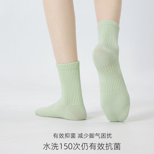 Pure Cotton Sports Socks Women's Mid-barrel Spring New Boneless Sweat Absorbing Breathable Lycra Antibacterial Four Seasons Women's Stockings