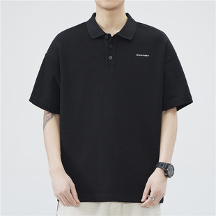 American High Street POLO Shirt Short Sleeve T-shirt Men's Summer 250g Pearl Cotton Fashion Brand Heavy Printed Half Sleeve T-shirt