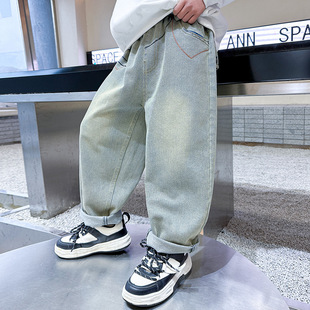 2024 Autumn and Winter New Boys' Jeans Casual Loose All-match Boys' Korean Style Trendy Straight Pants