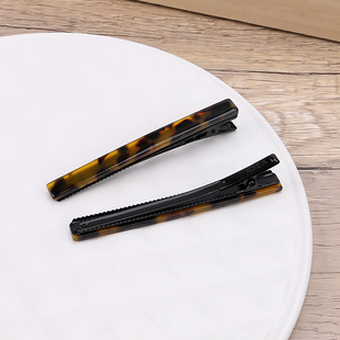 Korean Style Internet Celebrity Hair Accessories Acetic Acid Leopard Print Long Hairpin Women's Side Clip Elegant Headwear One-character Clip Hairpin Hair Accessories
