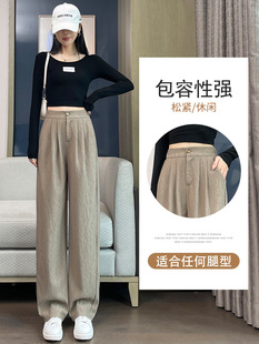 Texture Sense Narrow Wide Leg Pants Women's Spring and Autumn 2025 New Summer High Waist Straight Pants Casual Women's Pants