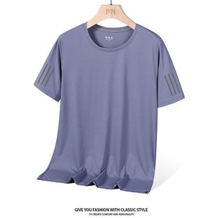 Factory direct short sleeve T-shirt men's summer ice silk breathable cool feeling quick-drying half sleeve plus size casual sports clothes
