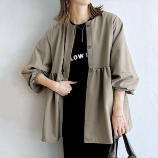 2024 Japanese Spring and Autumn New Style Lantern Sleeve Women's Fashion Cardigan Shirt Women's Cardigan Jacket Simple Casual
