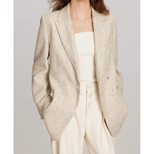 Factory wholesale creamy-white loose temperament suit jacket women 2024 high J sense casual small suit