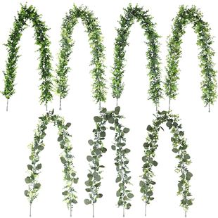 Simulation eucalyptus vine eucalyptus leaves creeper green leaf vine false flower ceiling leaf plant flower vine wholesale