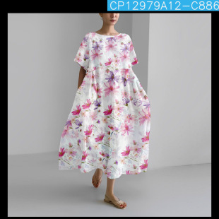 Cross-Border Hot-Selling New Fashion Exquisite Women's Short-Sleeved Dress Wholesale