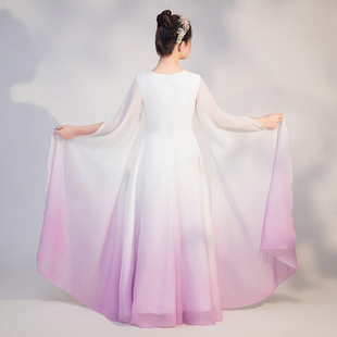 Girls' Guzheng Performance Clothing Chinese Style Purple Elegant Sleeve Chorus Clothing Competition Graded Performance Piano Performance Dress