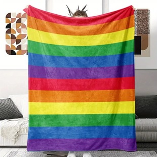 Soft and comfortable rainbow striped flannel blanket for travel sofa bed home decoration factory direct sale