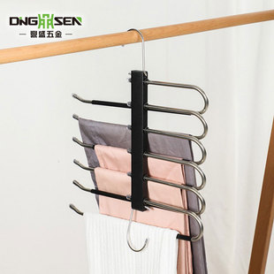 Multi-layer folding magic pants rack stainless steel non-creasing telescopic storage rack wardrobe multi-layer hanging tie scarf rack