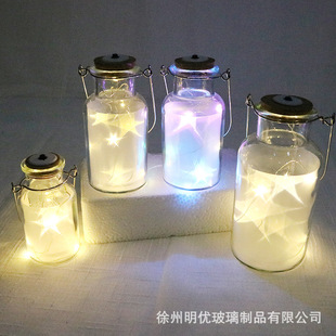 Cross-border Amazon Mason bottle battery box copper wire lamp string outdoor garden lamp wishing bottle lamp printing logo