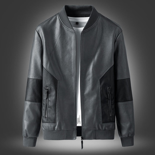 2021 Spring and Autumn New Men's Casual Leather Jacket Korean Style Slim-fit Fashionable Handsome Leather Jacket Men's Foreign Trade