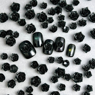 New Camellia Nail Art Jewelry Stereo Mixed Black Rose Large small size All-match Resin Nail Art Nail Decoration